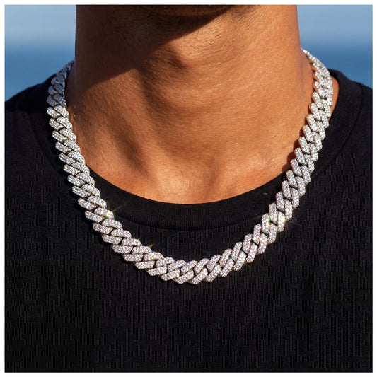 ICED OUT 10-14MM "SILVER PRONG CUBAN" KETTE [HEAVY VERSION] - ICERAIN JEWELRY