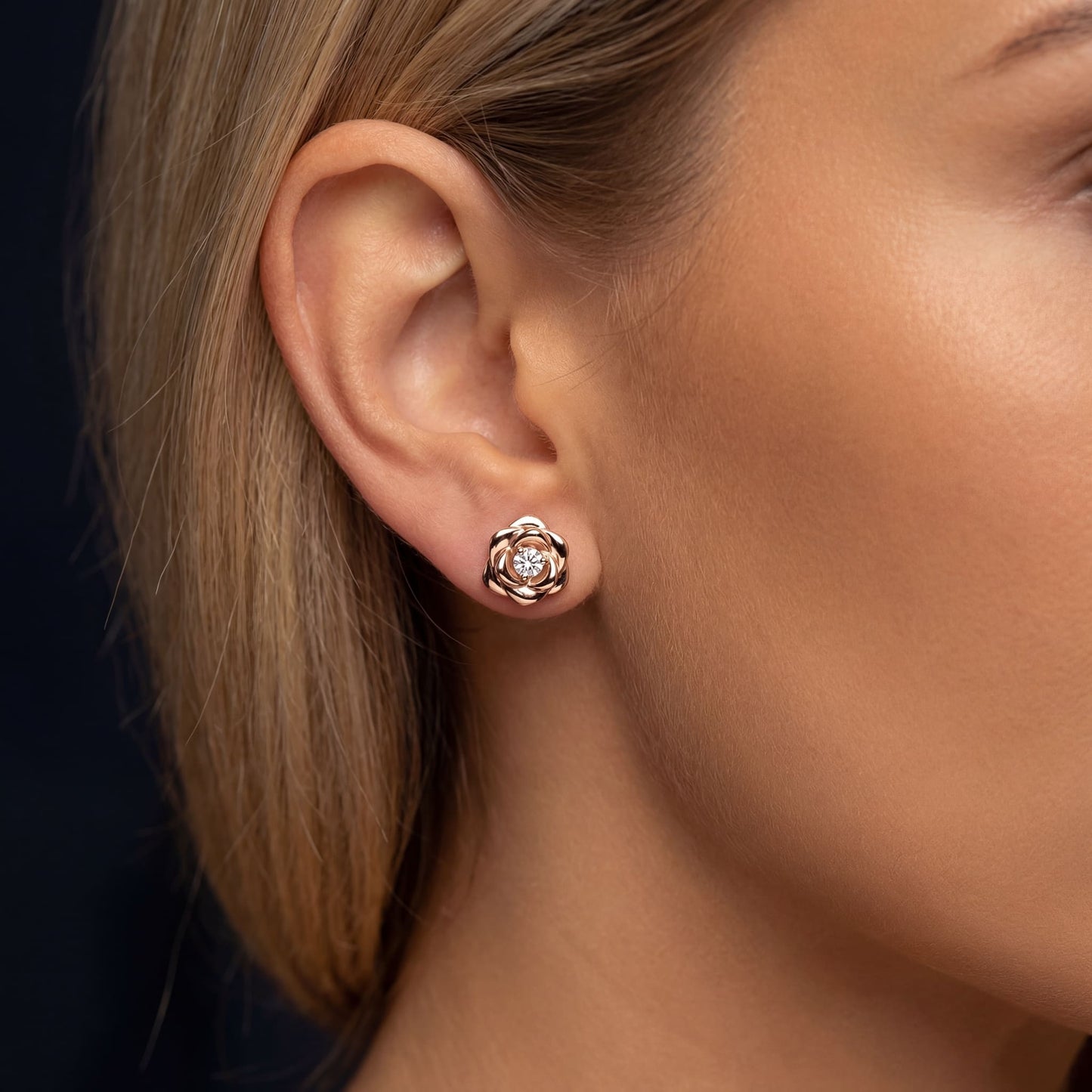 ICED OUT "ROSEGOLD ROSE" OHRRINGE - ICERAIN JEWELRY