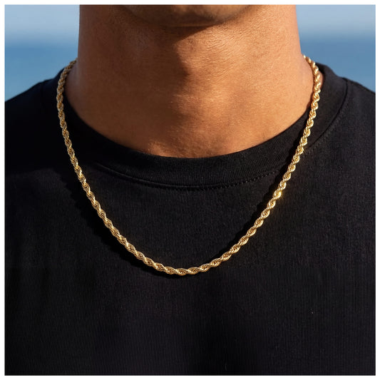 925S SILVER 18K GOLD "ROPE" KETTE - ICERAIN JEWELRY