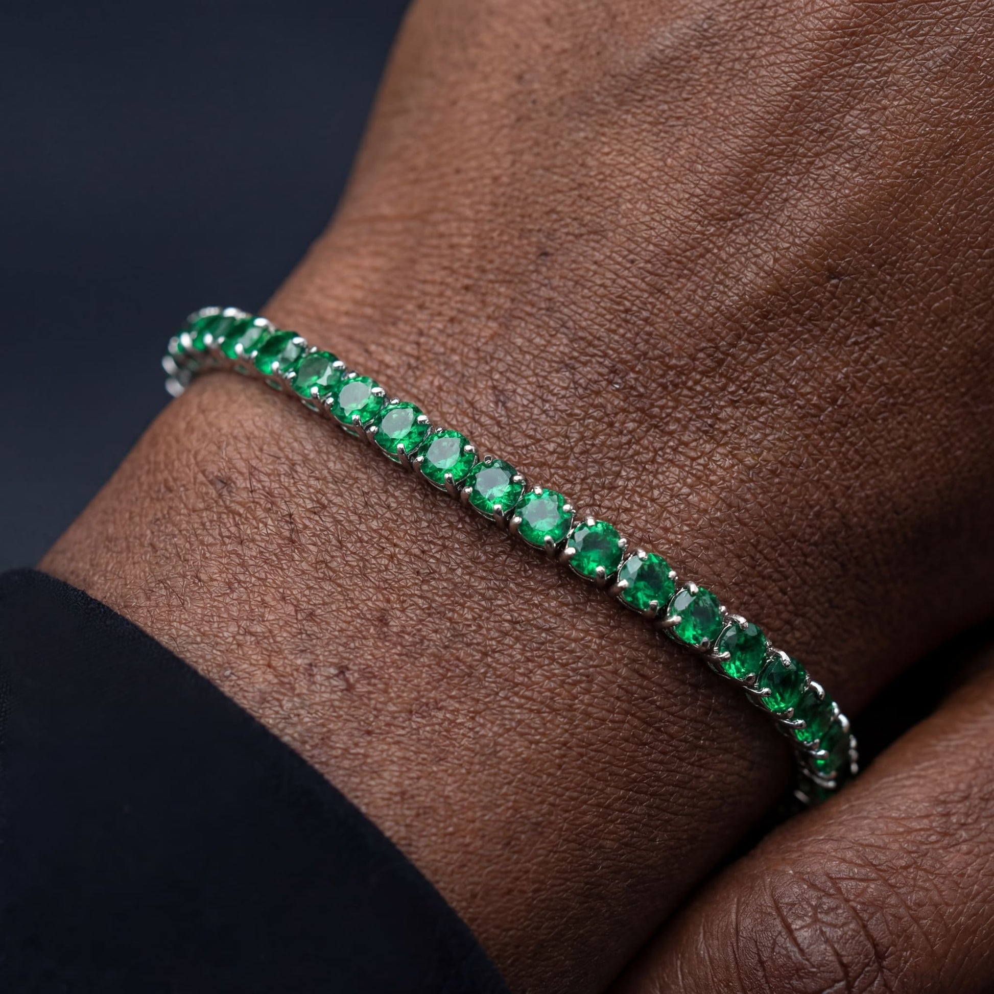 ICED OUT 4MM "GREEN TENNIS" ARMBAND - ICERAIN JEWELRY