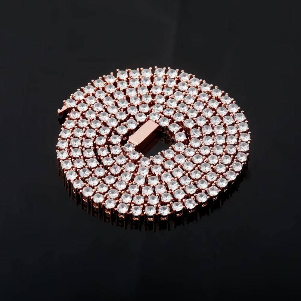 ICED OUT "ROSEGOLD TENNIS" KETTE