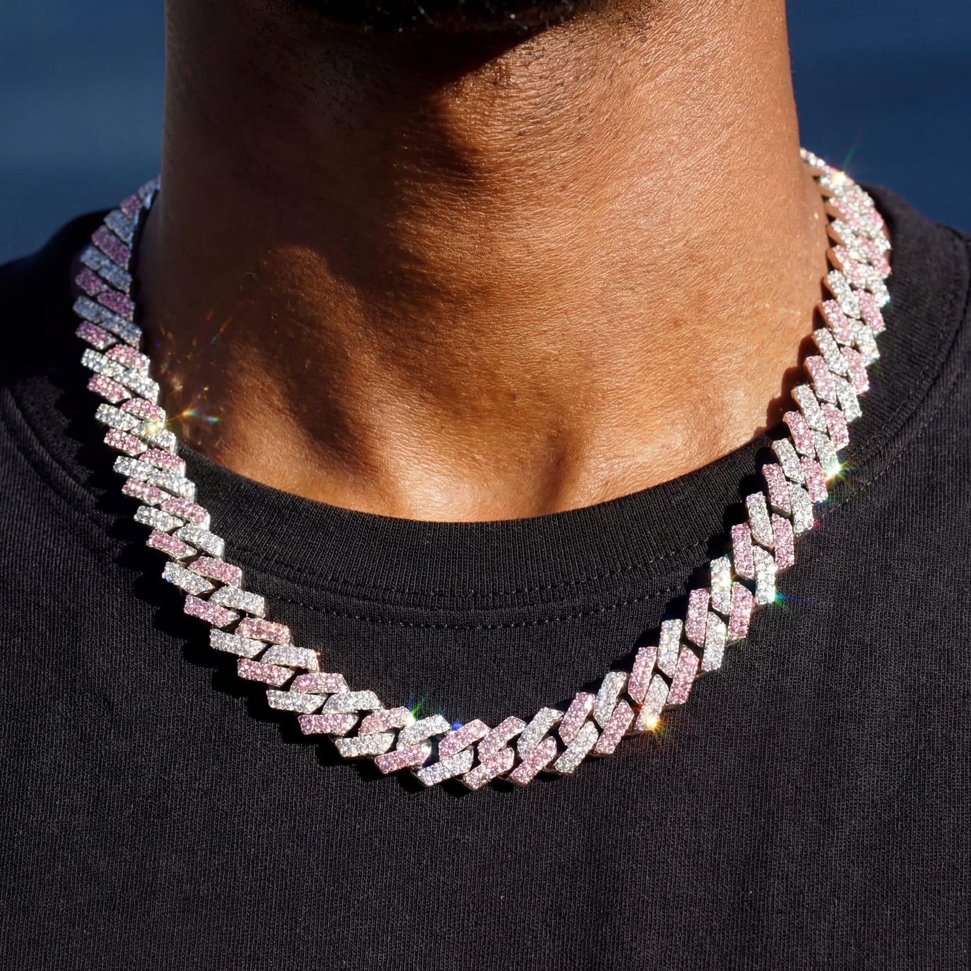 ICED OUT 14MM "SILVER/PINK PRONG CUBAN" KETTE [CLASSIC VERSION] - ICERAIN JEWELRY