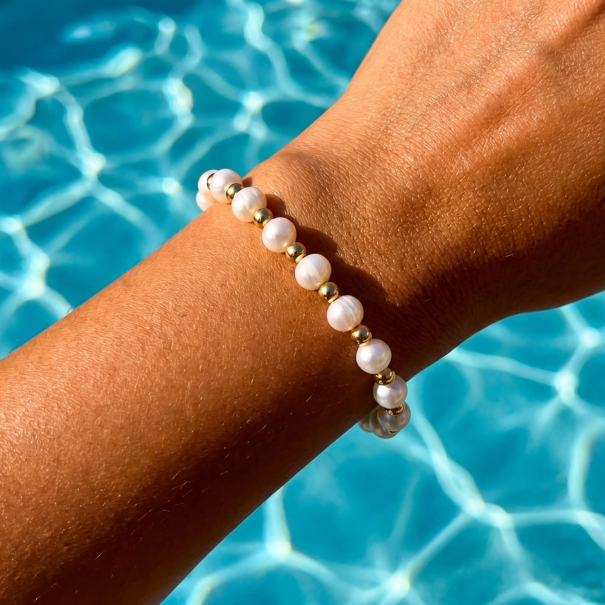 925S SILVER 18K GOLD "NATURAL PEARL" ARMBAND - ICERAIN JEWELRY