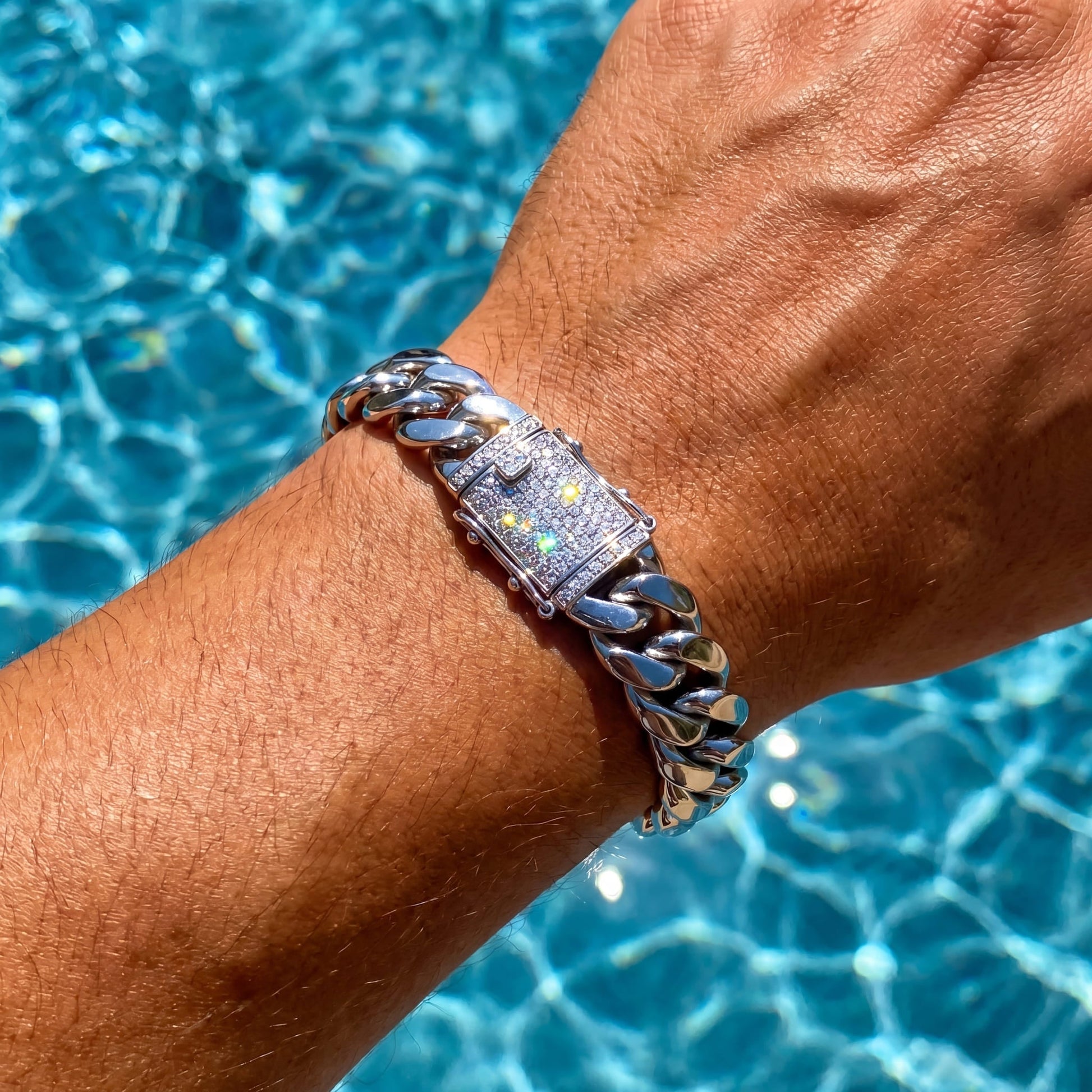 SALE | ICED OUT 18MM 18CM "SILVER CUBAN" ARMBAND - ICERAIN JEWELRY