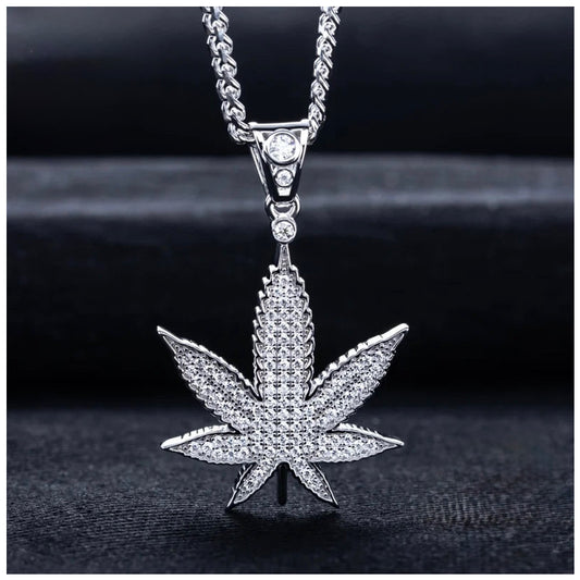ICED OUT MOISSANITE "PLANT" WEISSGOLD 925S SILVER KETTE - ICERAIN JEWELRY