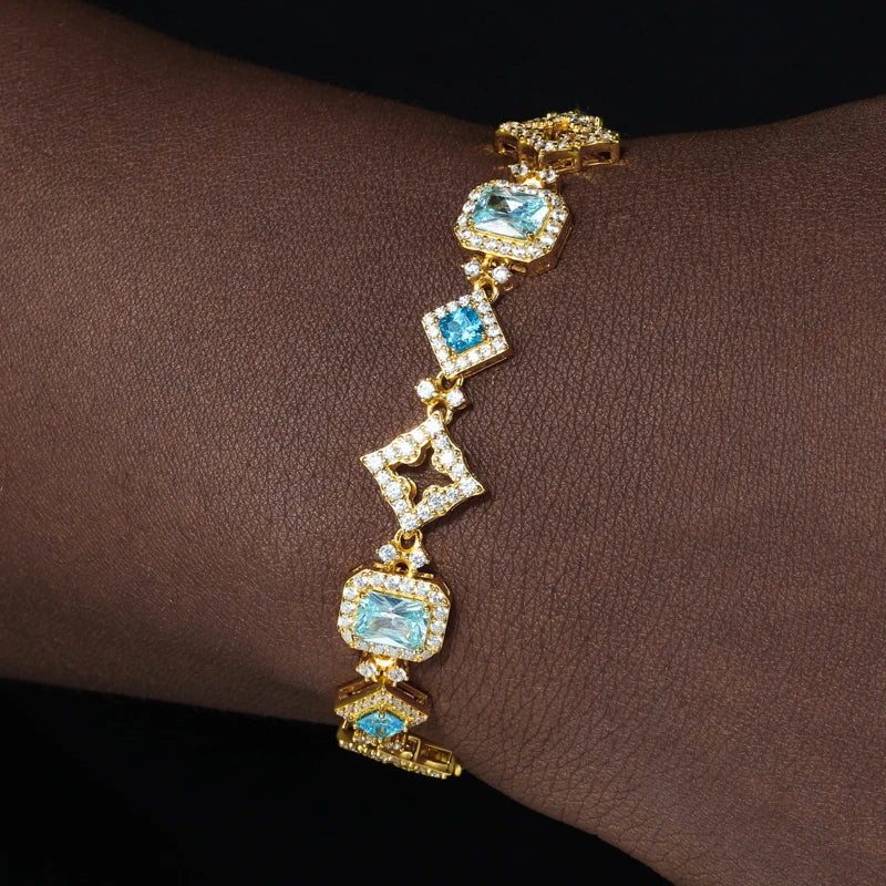 ICED OUT 13MM MOISSANITE "BLUNOVA" WEISSGOLD 925S SILVER ARMBAND - ICERAIN JEWELRY