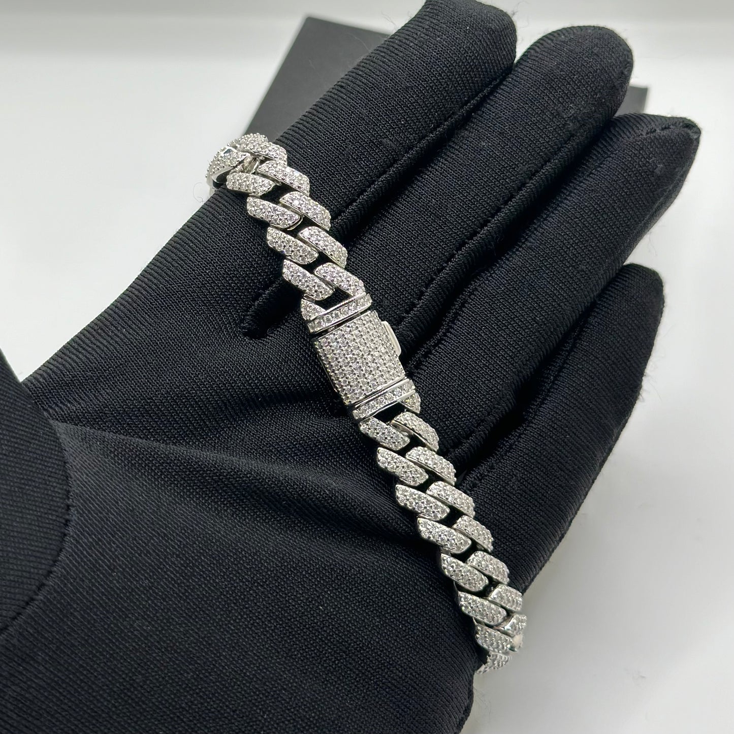 Luxus Iced Out 10-14mm Moissanite "Prong Cuban" Whitegold 925S Silver Armbänder [HEAVY VERSION] - ICERAIN JEWELRY