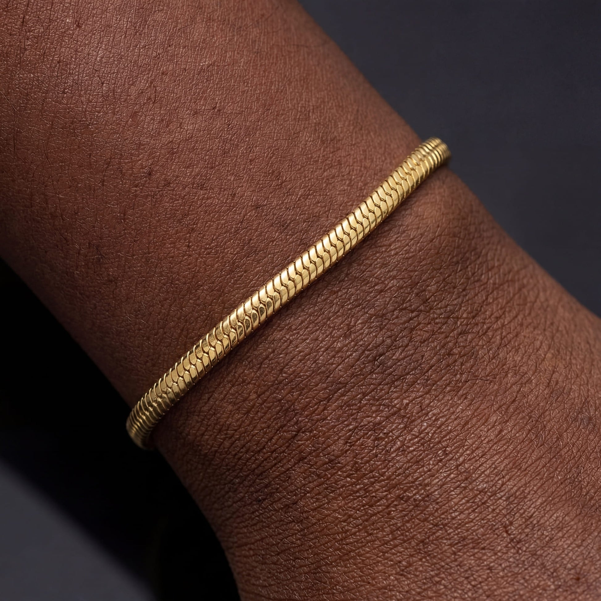 925S SILVER 18K GOLD 3MM "SNAKE" ARMBAND - ICERAIN JEWELRY