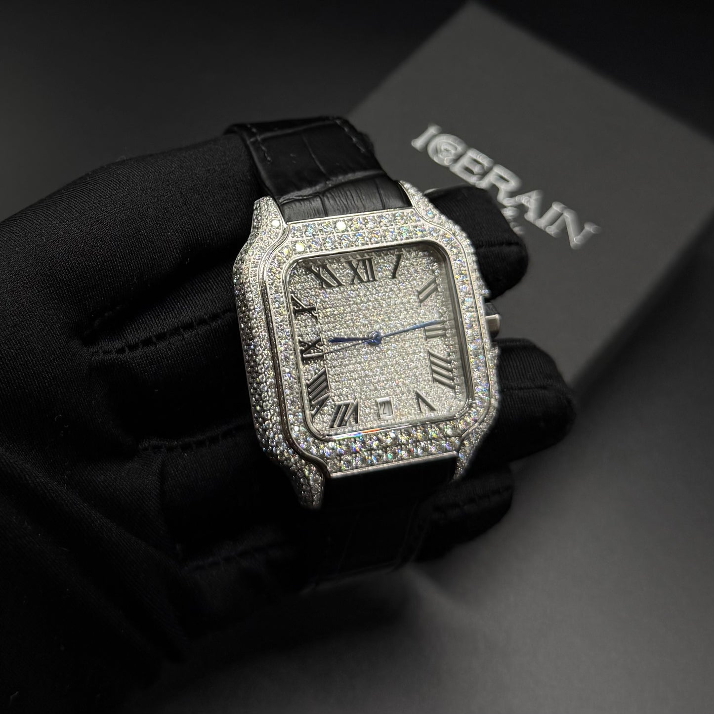 ICED OUT 40MM MOISSANITE "BLACK ROMA PIAZZA" UHR - ICERAIN JEWELRY
