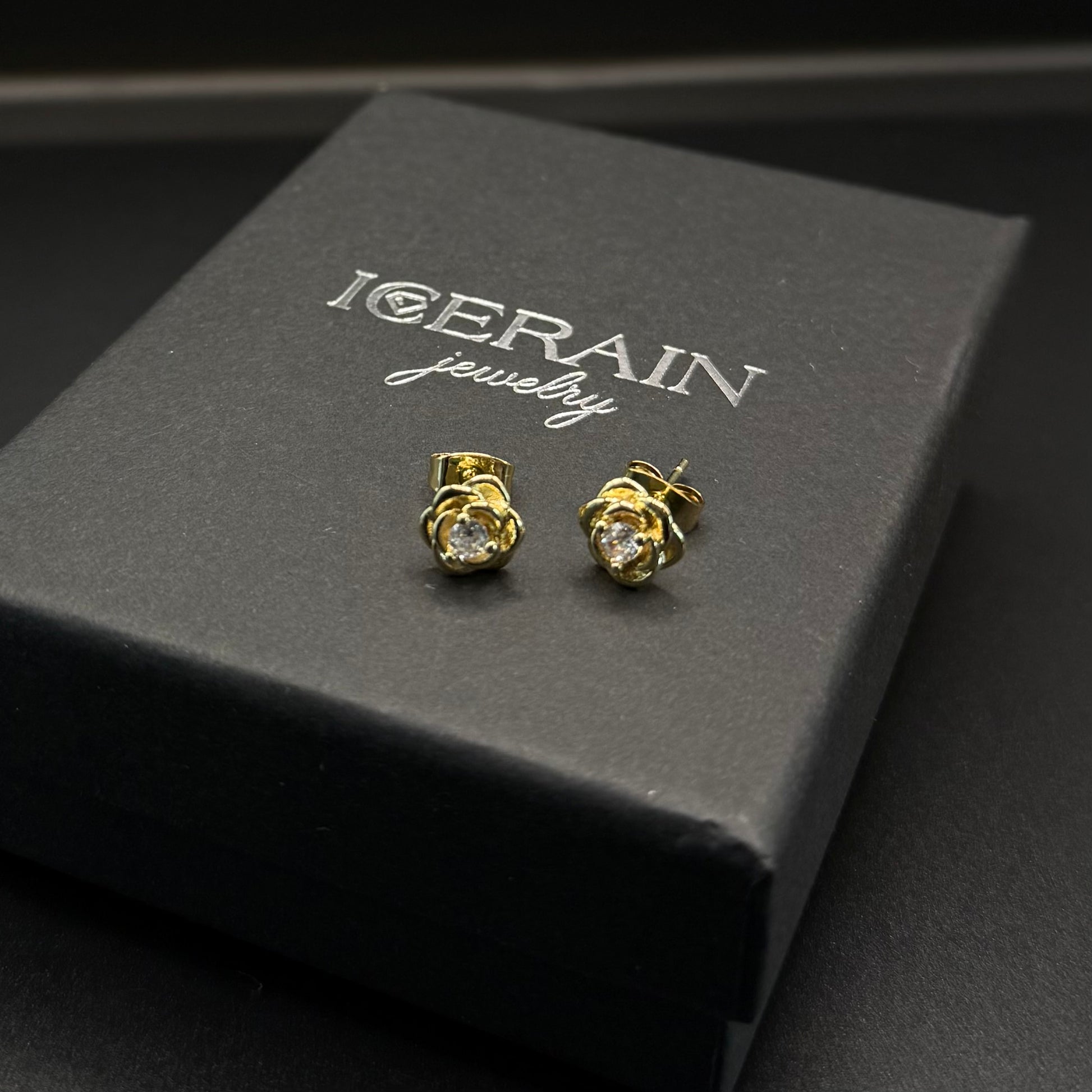 ICED OUT "GOLD ROSE" OHRRINGE - ICERAIN JEWELRY