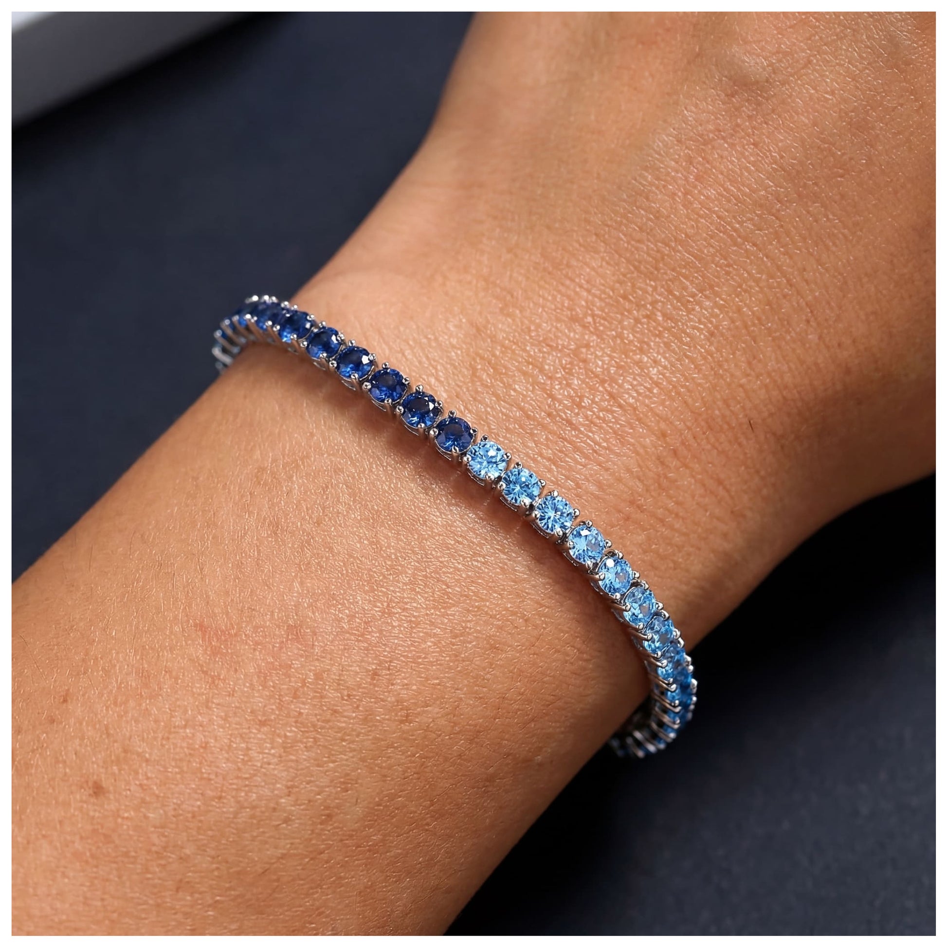 ICED OUT 3MM "BLUE NEPTUN TENNIS" ARMBAND - ICERAIN JEWELRY