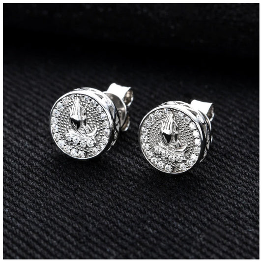 ICED OUT MOISSANITE "PRAY V2" WEISSGOLD 925S SILVER OHRRINGE - ICERAIN JEWELRY