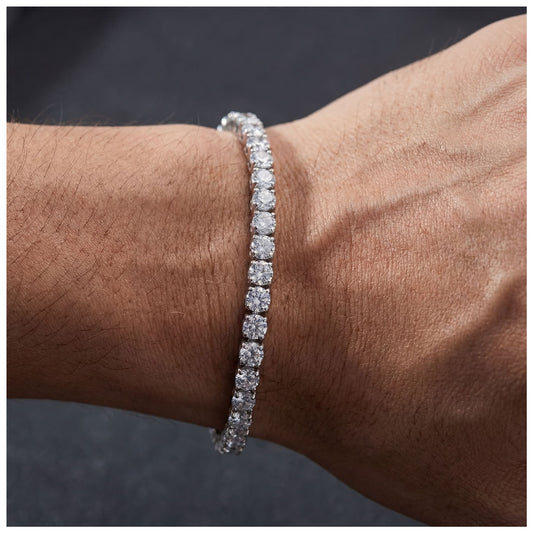 ICED OUT "SILVER TENNIS" ARMBAND - ICERAIN JEWELRY