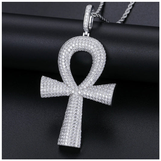 ICED OUT MOISSANITE "CROSS V6" WEISSGOLD 925S SILVER KETTE - ICERAIN JEWELRY