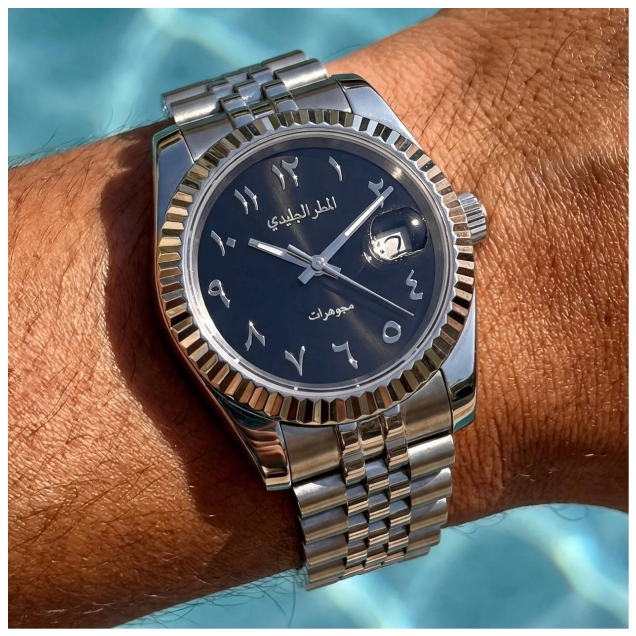 EDELSTAHL AUTOMATIK "BLACK ICERAIN (المطرالجليدي) ARABIC" UHR - ICERAIN JEWELRY