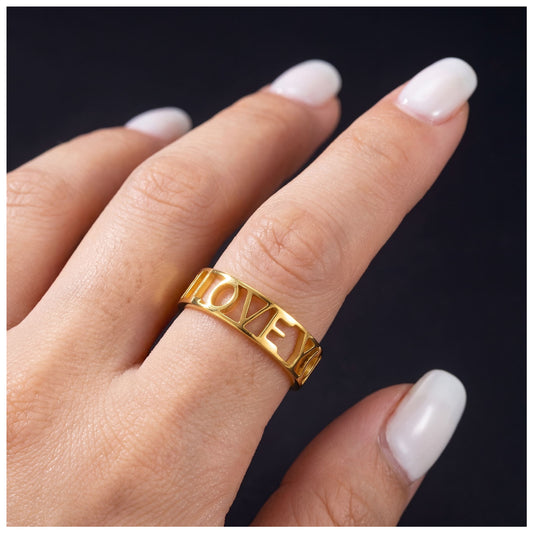 PERSONALISIERTER EDELSTAHL "LETTER" RING - ICERAIN JEWELRY