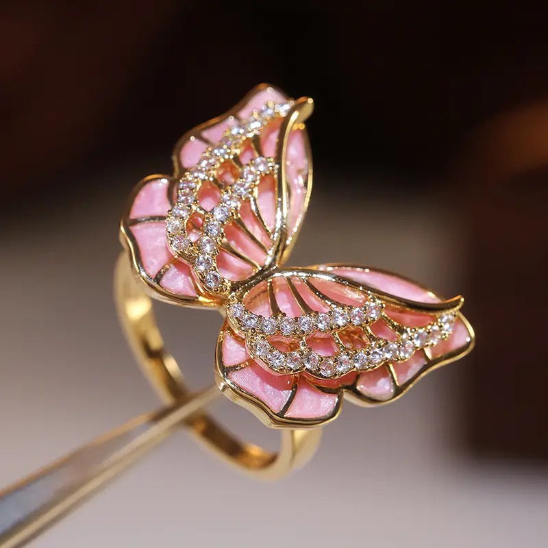 ICED OUT "PINK BUTTEFLY" RING - ICERAIN JEWELRY