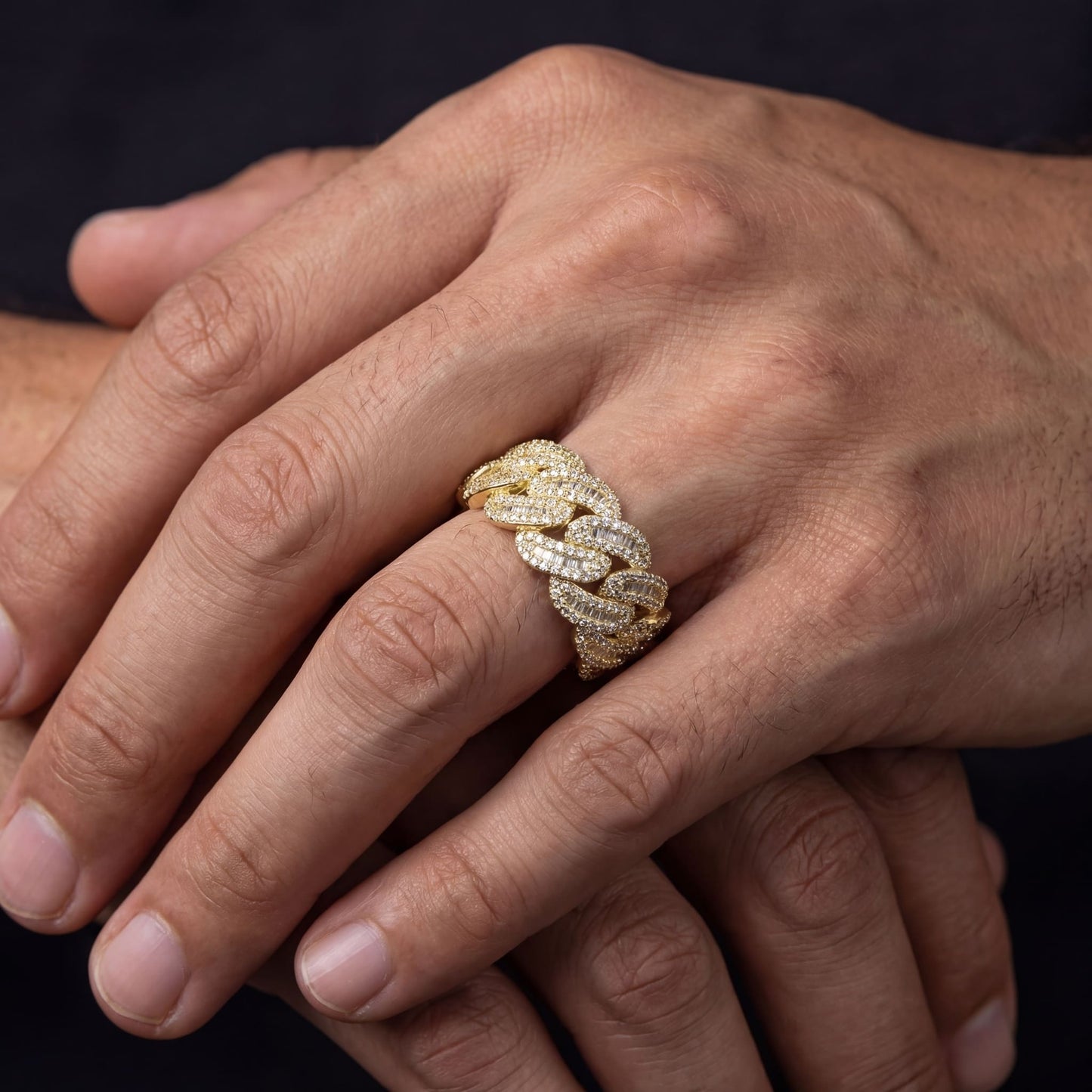 ICED OUT "GOLD CUBAN" RING - ICERAIN JEWELRY