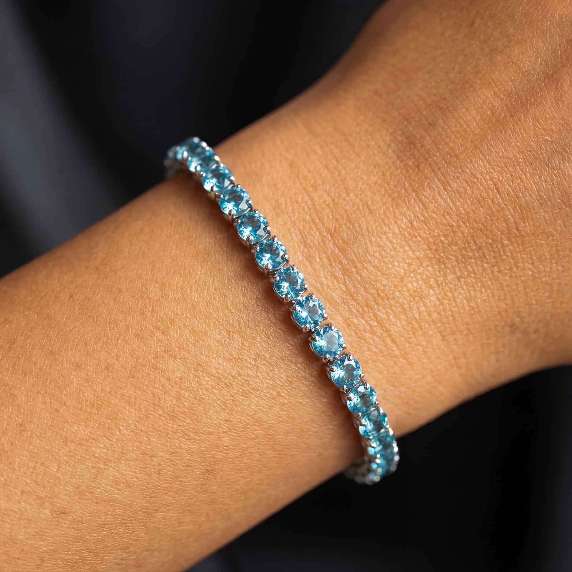 ICED OUT 4MM "SKYBLUE TENNIS" ARMBAND - ICERAIN JEWELRY