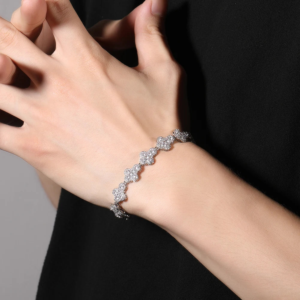 ICED OUT 11MM "SILVER CROSS" ARMBAND - ICERAIN JEWELRY
