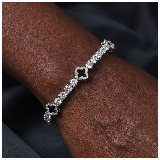 ICED OUT "BLACK CLOVER TENNIS" ARMBAND - ICERAIN JEWELRY