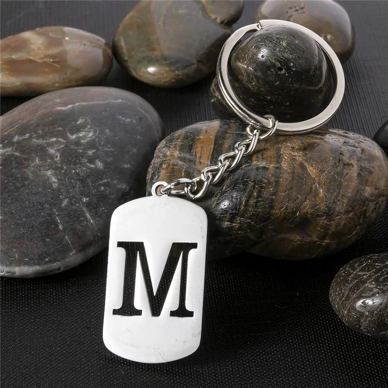 PERSONALISIERTER EDELSTAHL ANFANGSBUCHSTABE "WALLERO" SCHLÜSSELANHÄNGER - ICERAIN JEWELRY
