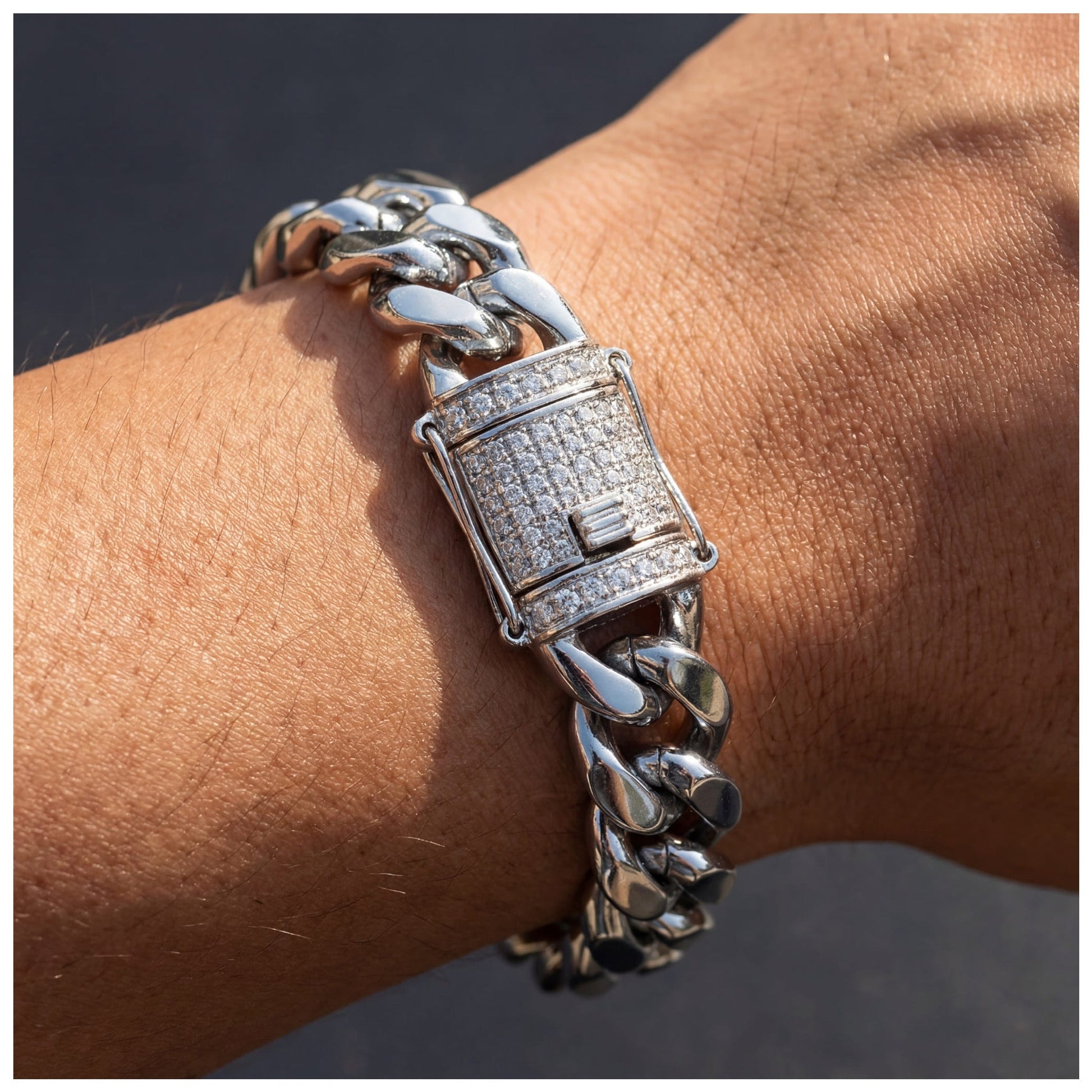 SALE | ICED OUT 18MM 18CM "SILVER CUBAN" ARMBAND - ICERAIN JEWELRY