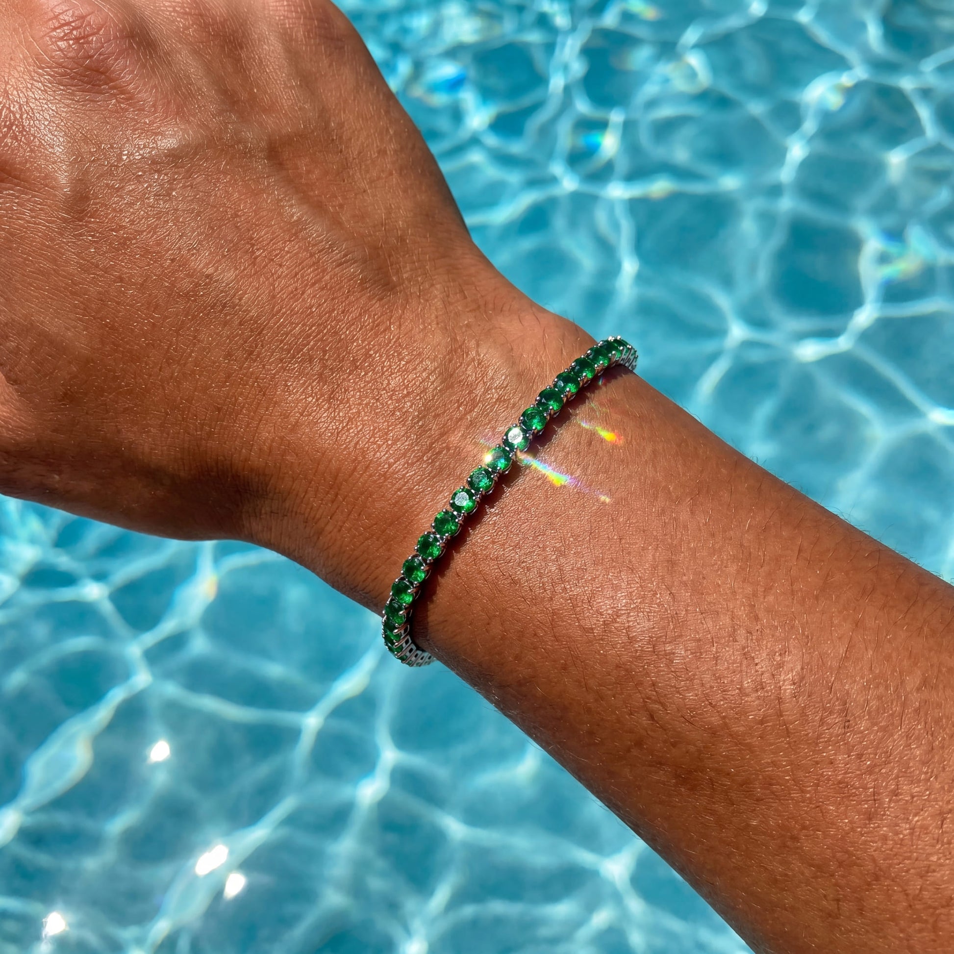 ICED OUT 4MM "GREEN TENNIS" ARMBAND - ICERAIN JEWELRY