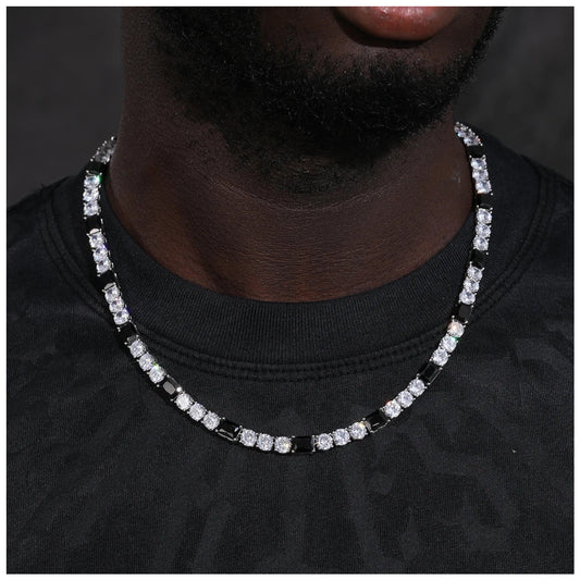 ICED OUT 6MM MOISSANITE "SILVER/BLACK TENNIS V2" WEISSGOLD 925S SILVER KETTE - ICERAIN JEWELRY