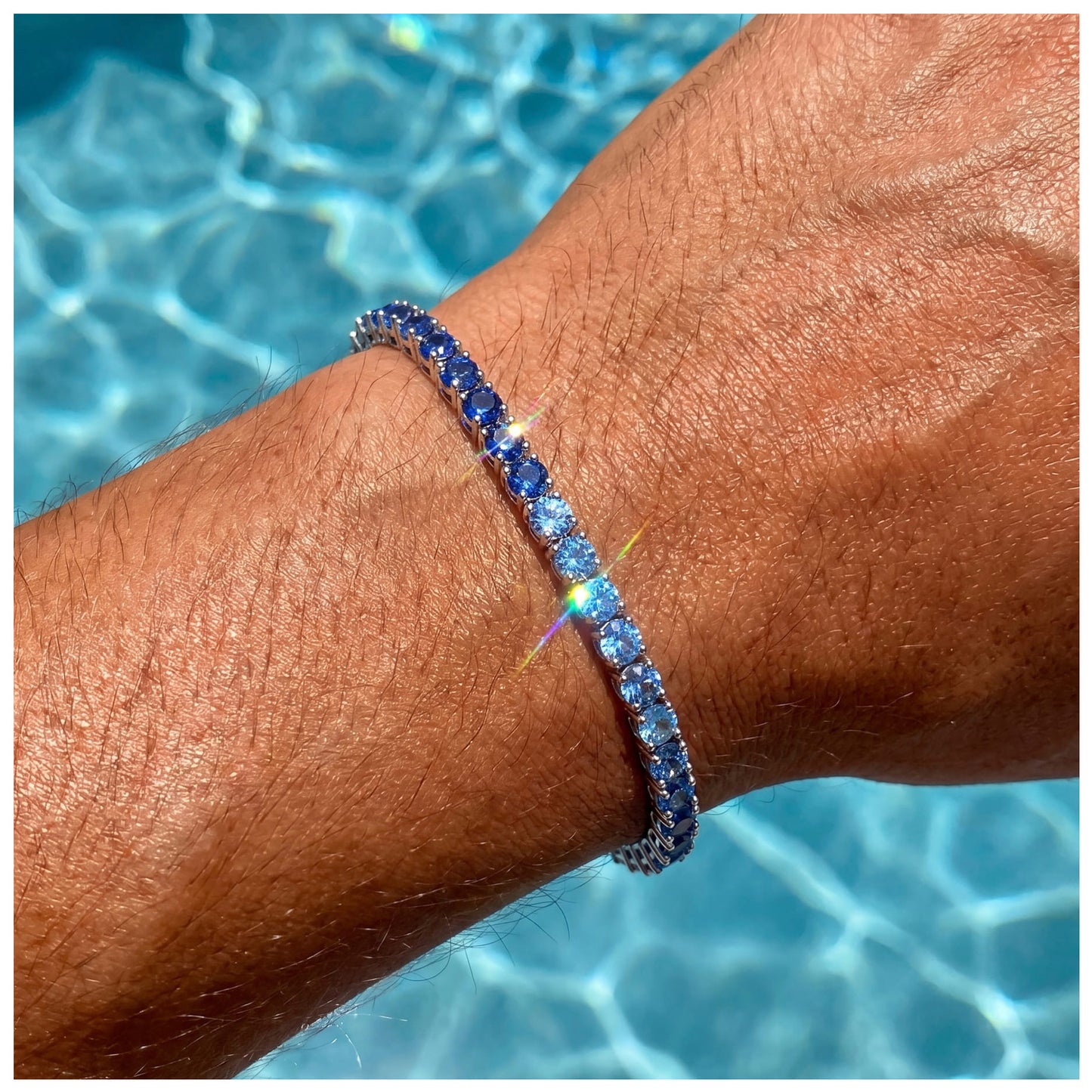 ICED OUT 3MM "BLUE NEPTUN TENNIS" ARMBAND - ICERAIN JEWELRY