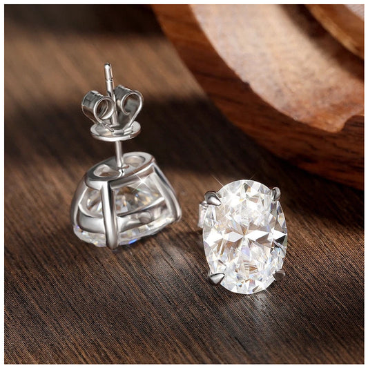 ICED OUT MOISSANITE "OVAL" WEISSGOLD 925S SILVER OHRRINGE - ICERAIN JEWELRY