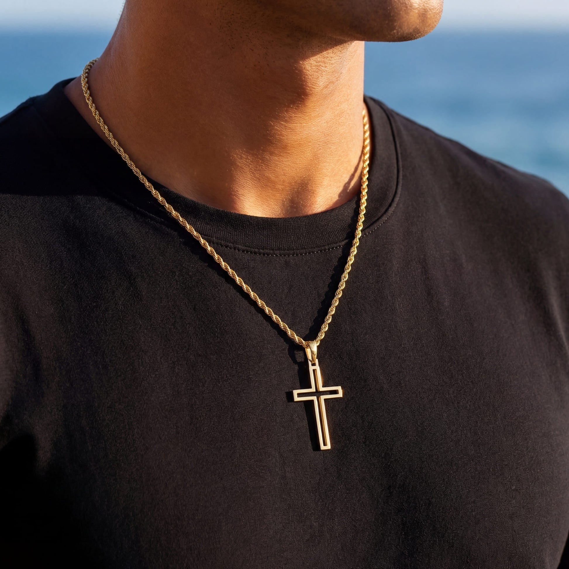 925S SILVER 18K GOLD "CROSS V2" KETTE - ICERAIN JEWELRY