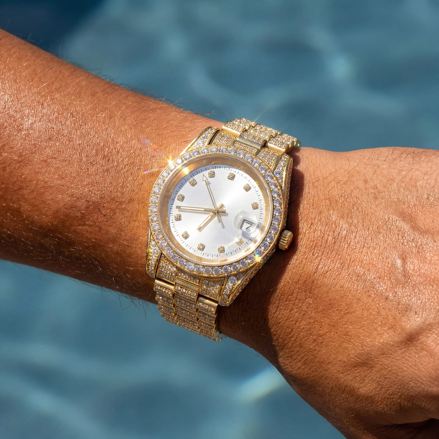 ICED OUT 40MM "COSAFIMA" 12K WEISSGOLD UHR - ICERAIN JEWELRY