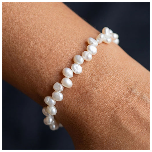 SALE | 925S SILVER 14K GOLD "NATURAL FRESHWATER PEARL" ARMBAND - ICERAIN JEWELRY