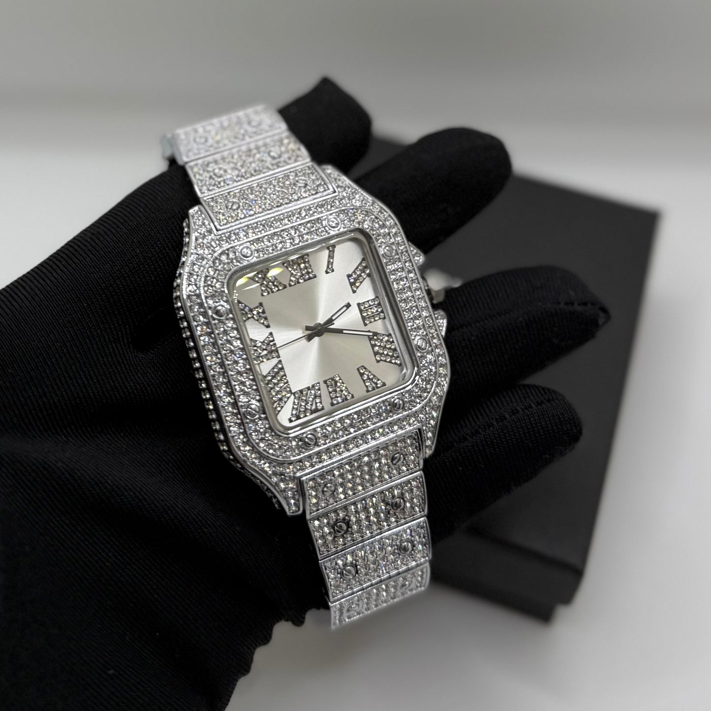 Luxus Designer Iced Out "Piazza" Uhr + Box + Armbandkürzer - ICERAIN JEWELRY