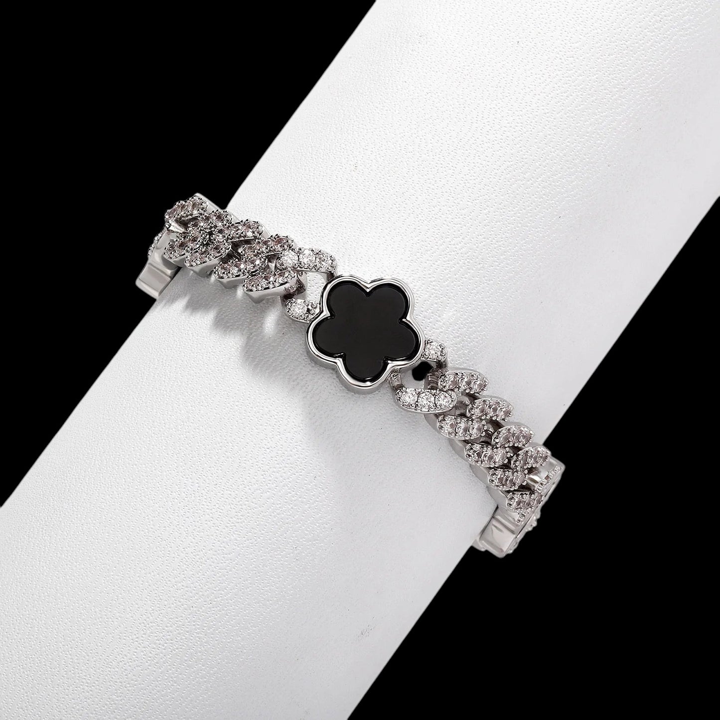 Luxus Iced Out 8mm "Silver Flower Chopper" Armbänder - ICERAIN JEWELRY