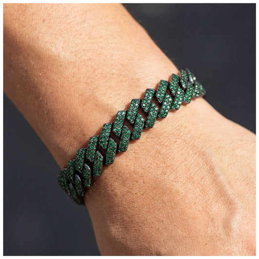 ICED OUT 14MM "GREEN PRONG CUBAN" ARMBAND [CLASSIC VERSION] - ICERAIN JEWELRY