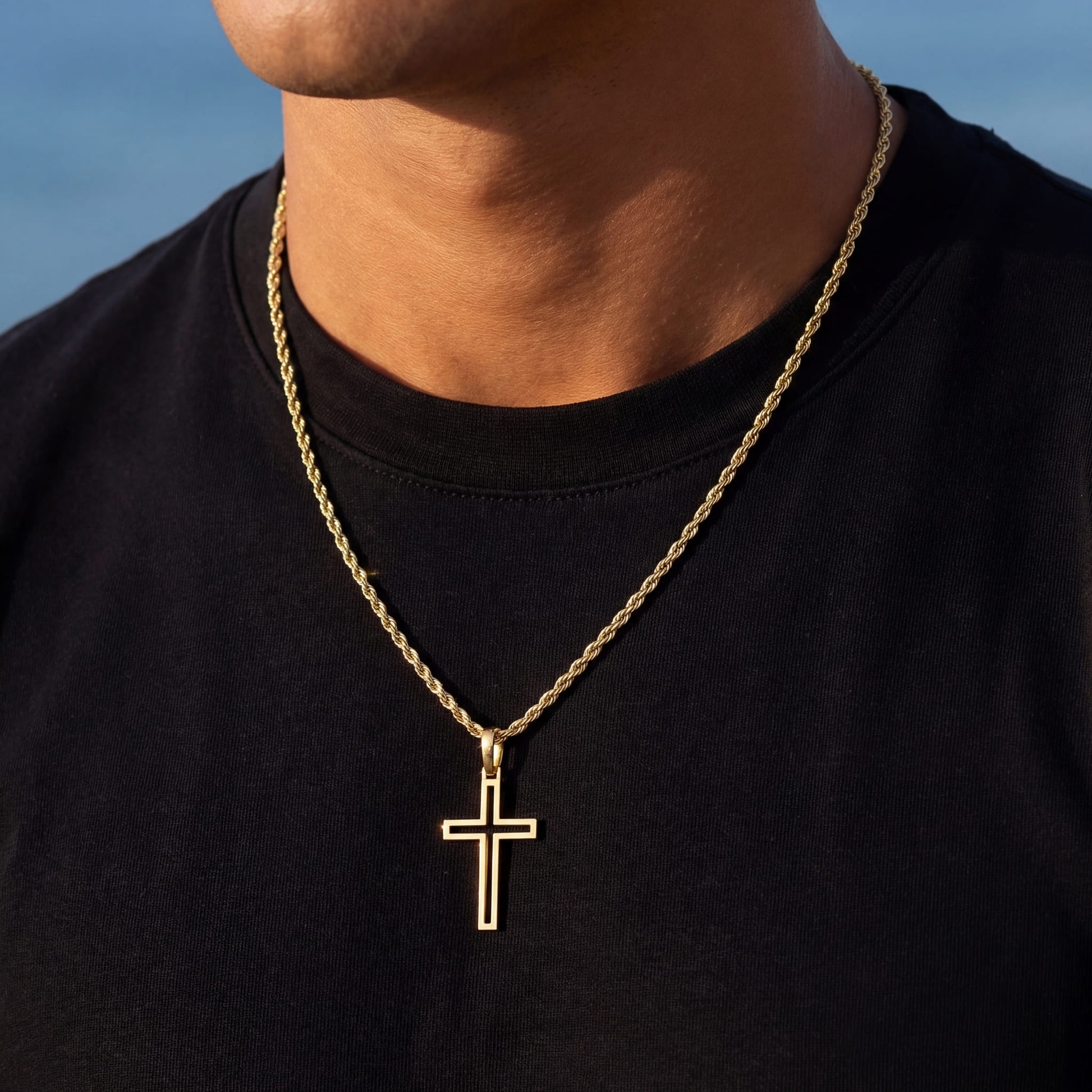 925S SILVER 18K GOLD "CROSS V2" KETTE - ICERAIN JEWELRY