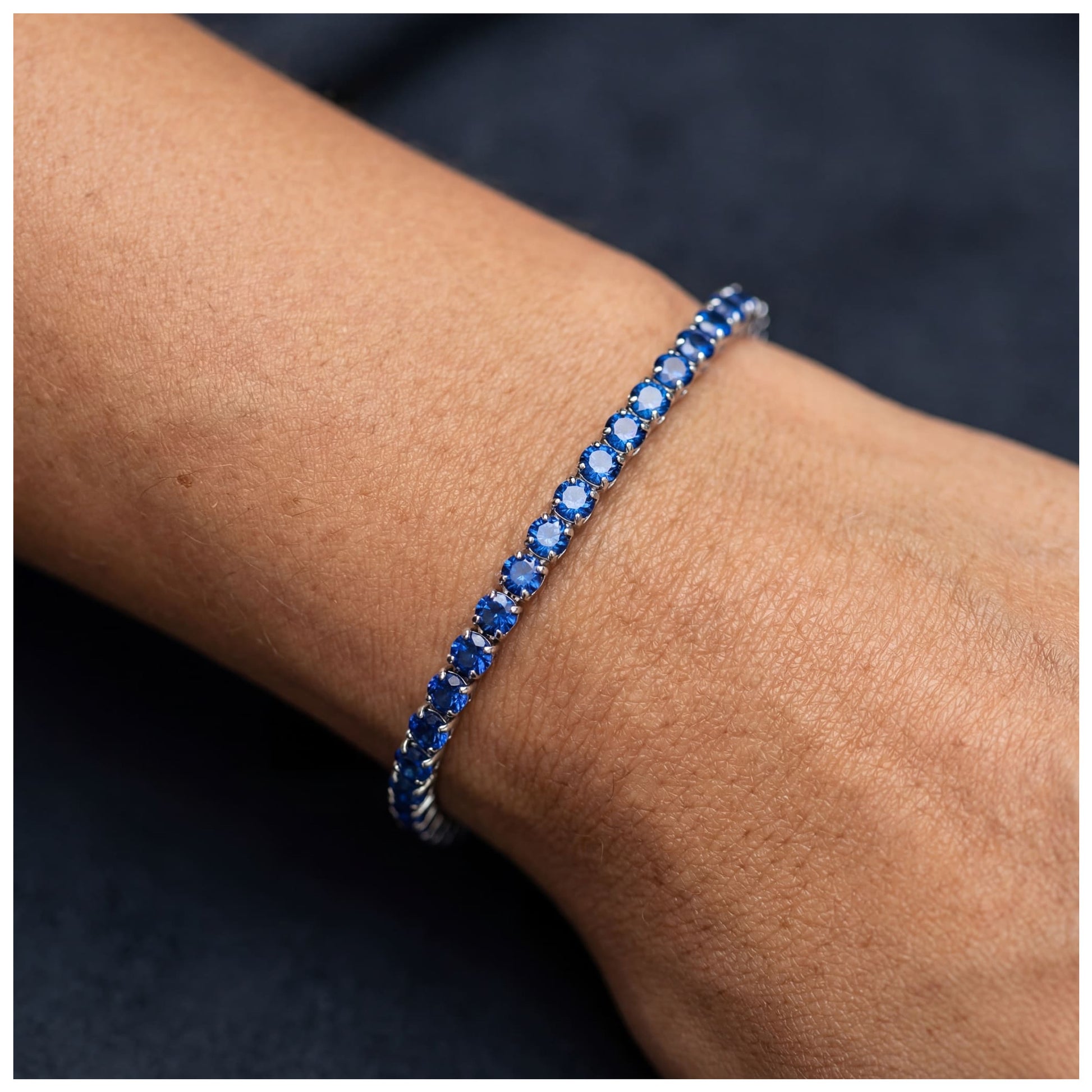 ICED OUT 4MM "BLUE TENNIS" ARMBAND - ICERAIN JEWELRY