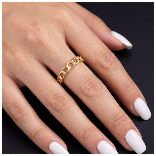 925S SILVER "GOLD CUBAN" RING - ICERAIN JEWELRY