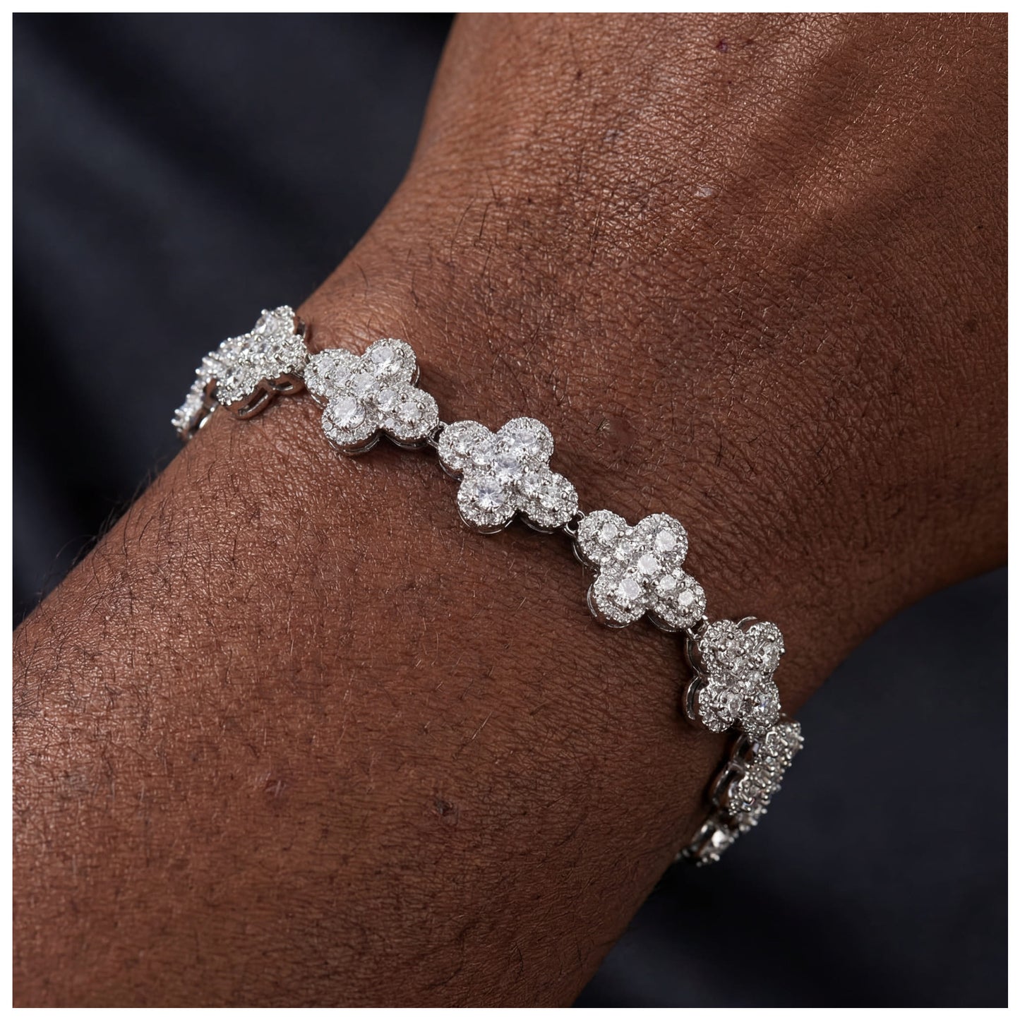 ICED OUT 11MM "SILVER CROSS" ARMBAND - ICERAIN JEWELRY