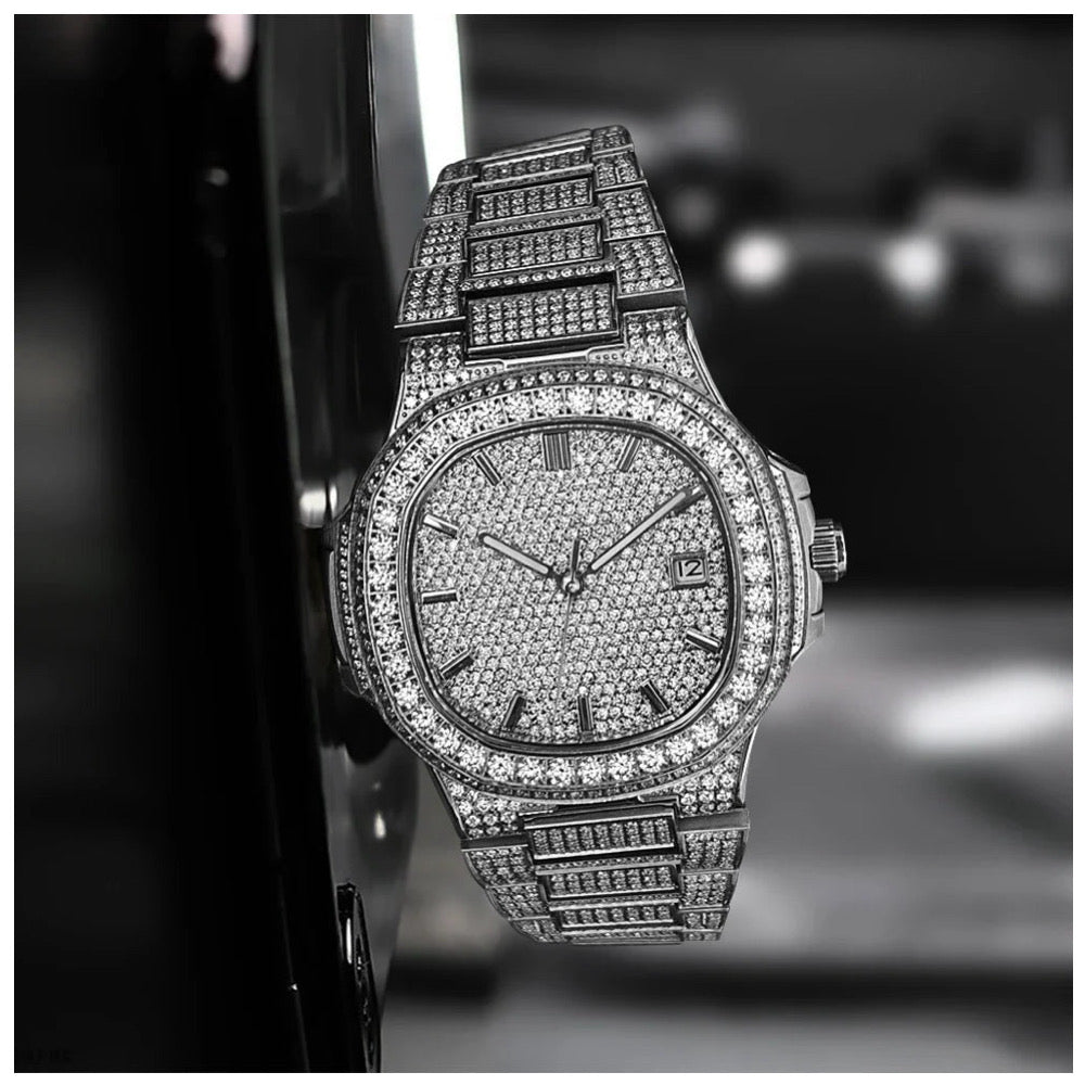 ICED OUT 43MM MOISSANITE "SILVER FERANOIR" UHR - ICERAIN JEWELRY
