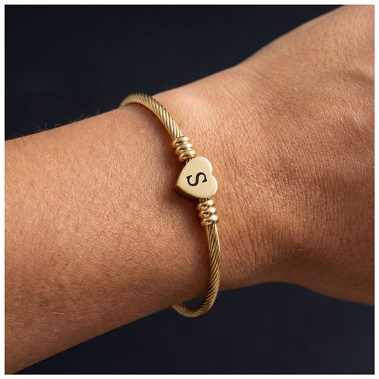 PERSONALISIERTES EDELSTAHL ANFANGSBUCHSTABEN "HEART" ARMBAND - ICERAIN JEWELRY