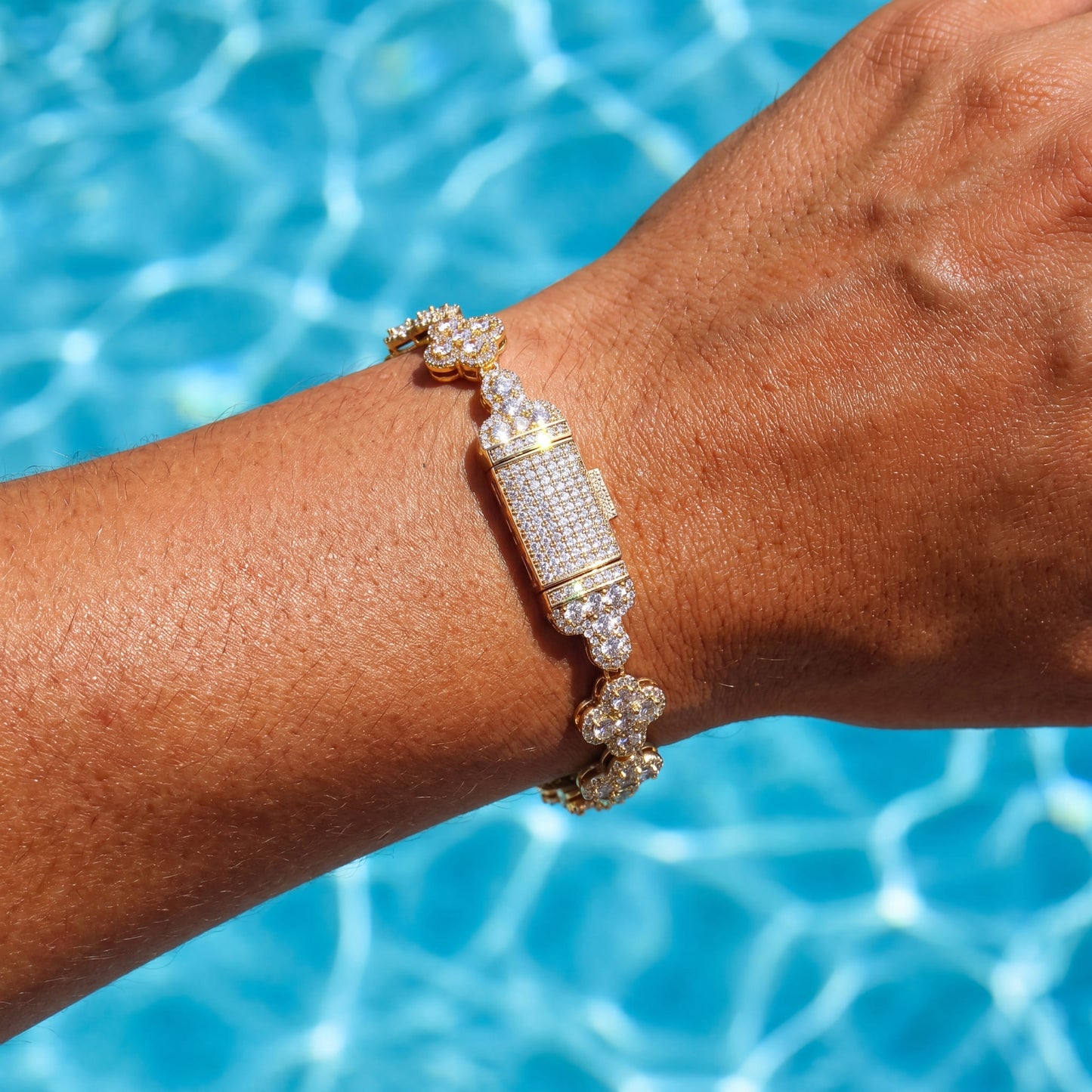 ICED OUT 11MM "GOLD CROSS" ARMBAND - ICERAIN JEWELRY