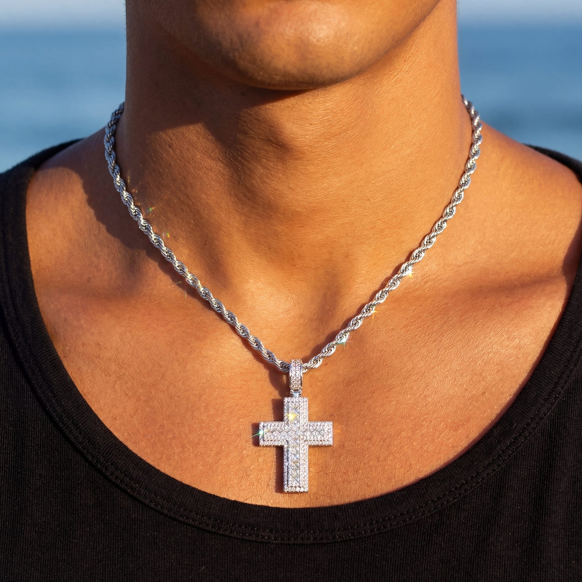 ICED OUT "CROSS V6" KETTE - ICERAIN JEWELRY