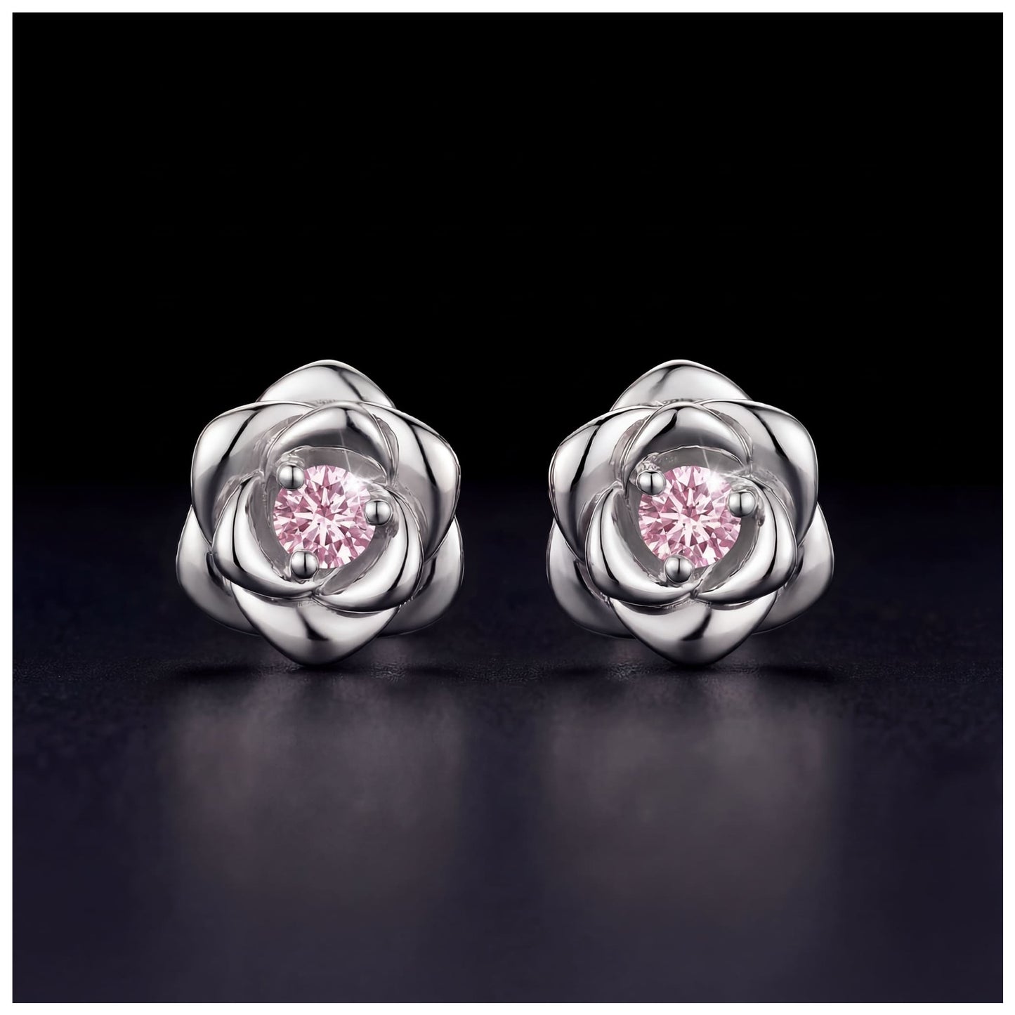 ICED OUT "SILVER/PINK ROSE" OHRRINGE - ICERAIN JEWELRY