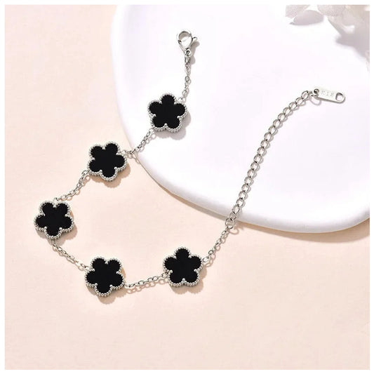 SALE | EDELSTAHL "SILVER/BLACK CLOVER" ARMBAND - ICERAIN JEWELRY