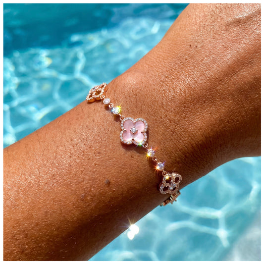 ICED OUT "PINK CLOVER" ARMBAND - ICERAIN JEWELRY