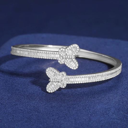 ICED OUT MOISSANITE "BUTTERFLY" WEISSGOLD 925S SILVER ARMREIF - ICERAIN JEWELRY