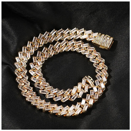 ICED OUT 12MM "GOLD PRONG CUBAN V2" KETTE - ICERAIN JEWELRY